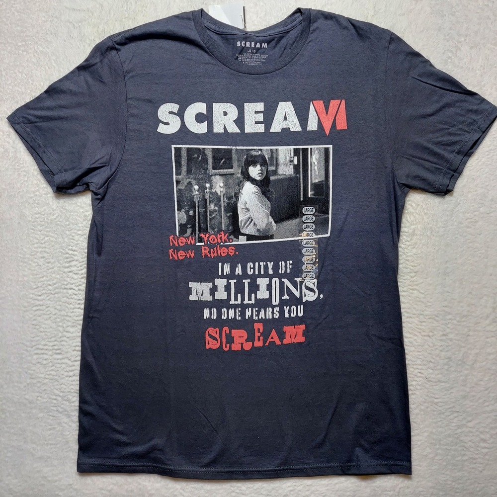Scream VI Movie Promo T-Shirt Men's Large Charcoal Jenna Ortega Horror Graphic